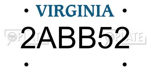 2ABB52 Virginia License Plate