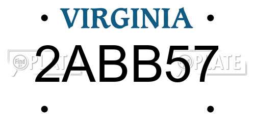 2ABB57 Virginia License Plate
