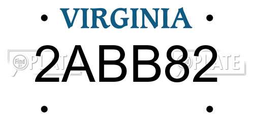 2ABB82 Virginia License Plate