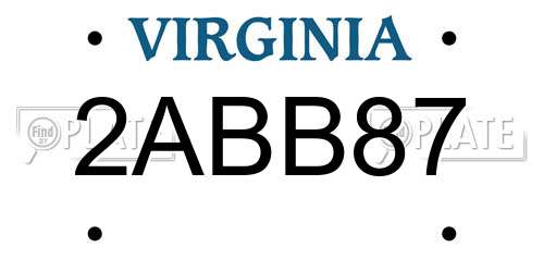 2ABB87 Virginia License Plate