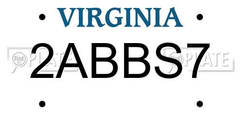 2ABBS7 Virginia License Plate