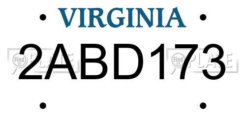 2ABD173 Virginia License Plate