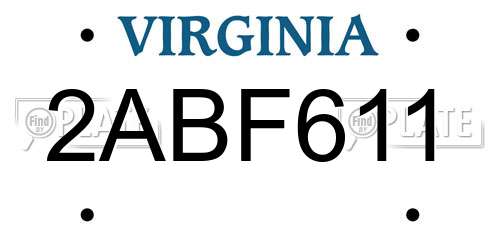 2ABF611 Virginia License Plate