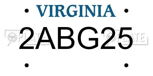 2ABG25 Virginia License Plate
