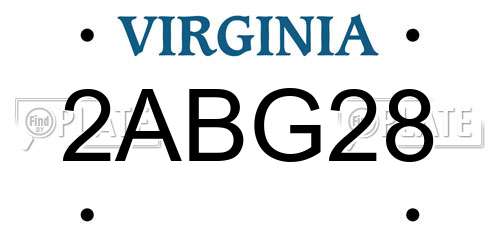 2ABG28 Virginia License Plate