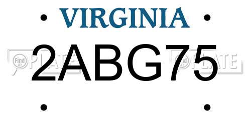 2ABG75 Virginia License Plate