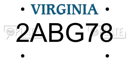 2ABG78 Virginia License Plate