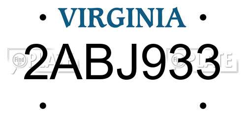 2ABJ933 Virginia License Plate