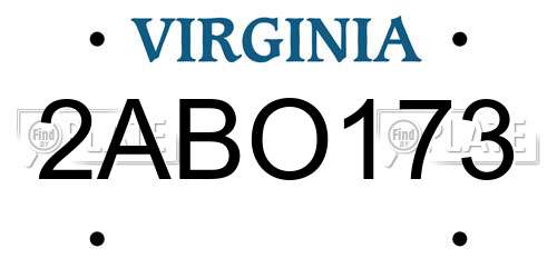 2ABO173 Virginia License Plate