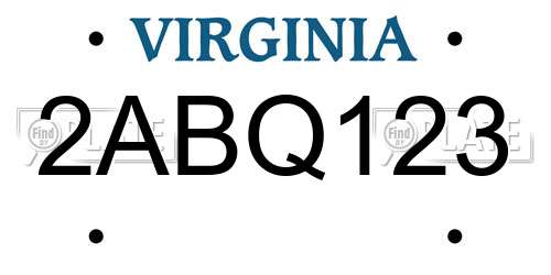2ABQ123 Virginia License Plate