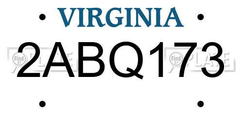 2ABQ173 Virginia License Plate
