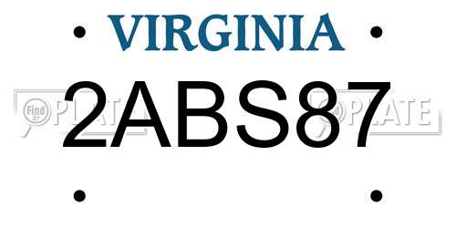 2ABS87 Virginia License Plate