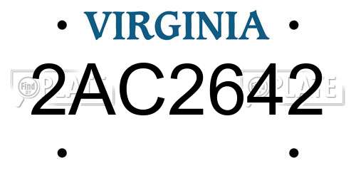 2AC2642 Virginia License Plate