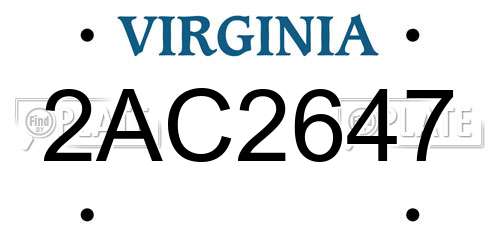 2AC2647 Virginia License Plate