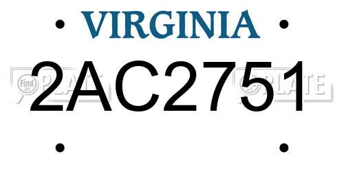 2AC2751 Virginia License Plate