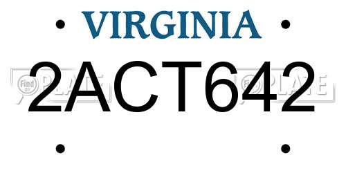2ACT642 Virginia License Plate