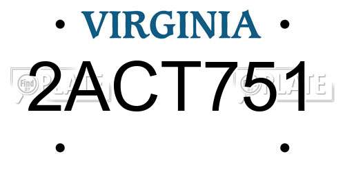 2ACT751 Virginia License Plate