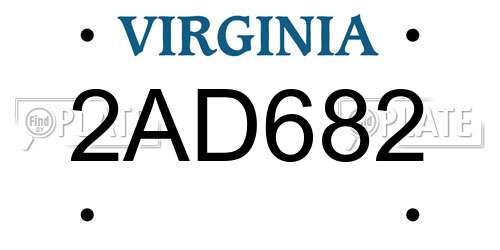 2AD682 Virginia License Plate