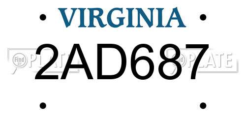 2AD687 Virginia License Plate