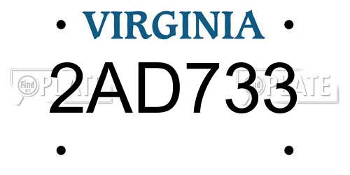 2AD733 Virginia License Plate