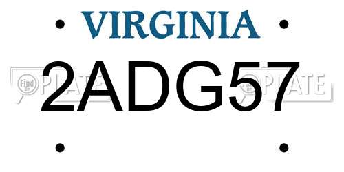 2ADG57 Virginia License Plate