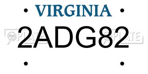 2ADG82 Virginia License Plate