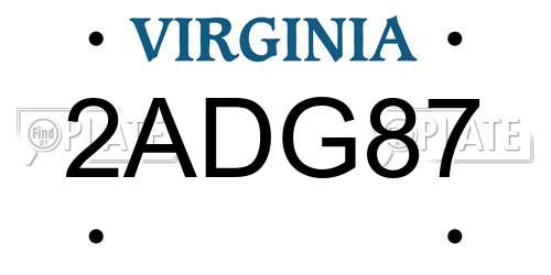 2ADG87 Virginia License Plate