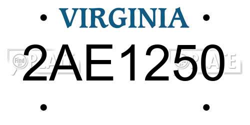 2AE1250 Virginia License Plate