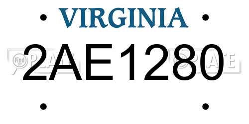 2AE1280 Virginia License Plate