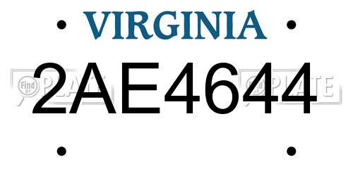 2AE4644 Virginia License Plate