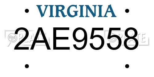 2AE9558 Virginia License Plate