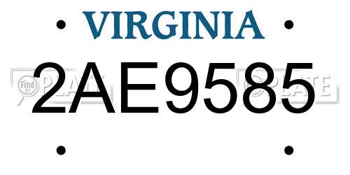 2AE9585 Virginia License Plate