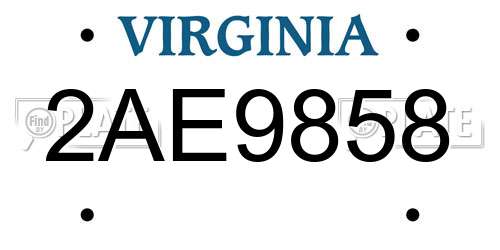 2AE9858 Virginia License Plate