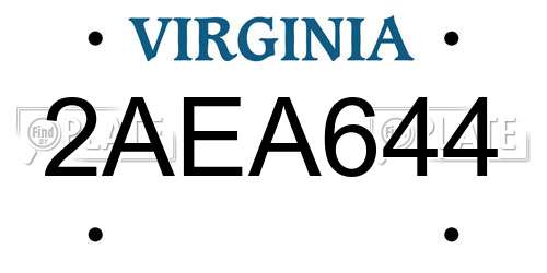 2AEA644 Virginia License Plate