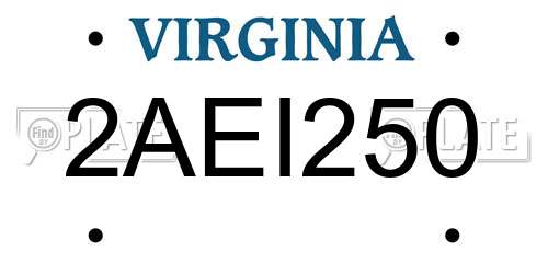 2AEI250 Virginia License Plate