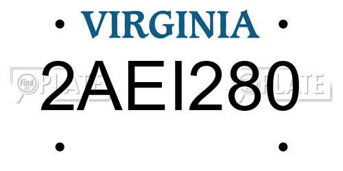 2AEI280 Virginia License Plate