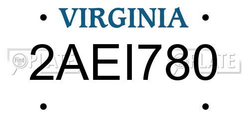 2AEI780 Virginia License Plate