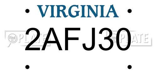 2AFJ30 Virginia License Plate