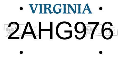2AHG976 Virginia License Plate