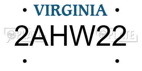 2AHW22 Virginia License Plate