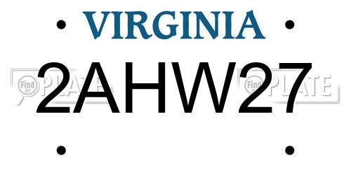 2AHW27 Virginia License Plate
