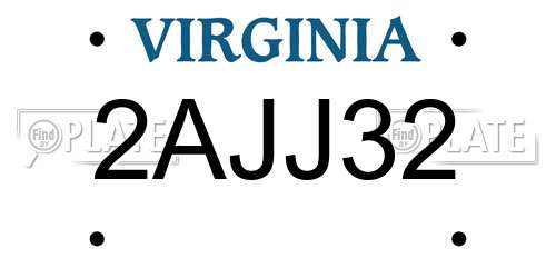 2AJJ32 Virginia License Plate