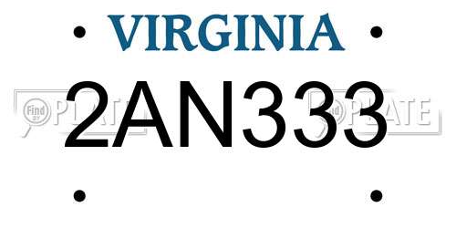 2AN333 Virginia License Plate