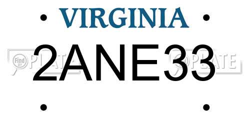 2ANE33 Virginia License Plate