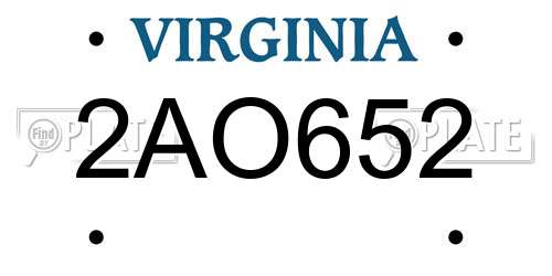 2AO652 Virginia License Plate