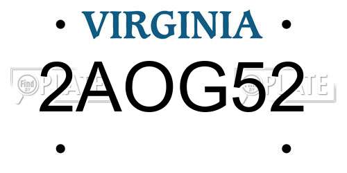 2AOG52 Virginia License Plate