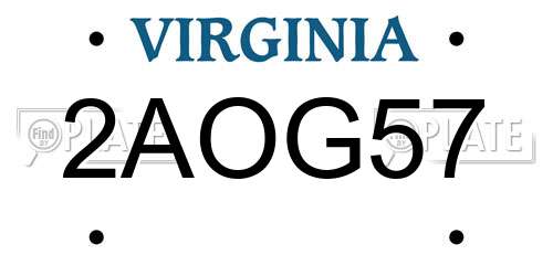 2AOG57 Virginia License Plate