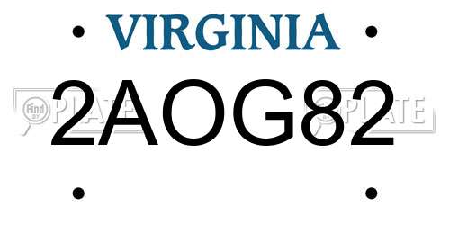 2AOG82 Virginia License Plate