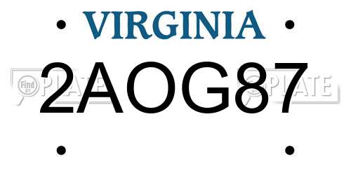 2AOG87 Virginia License Plate