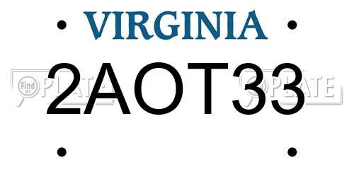 2AOT33 Virginia License Plate